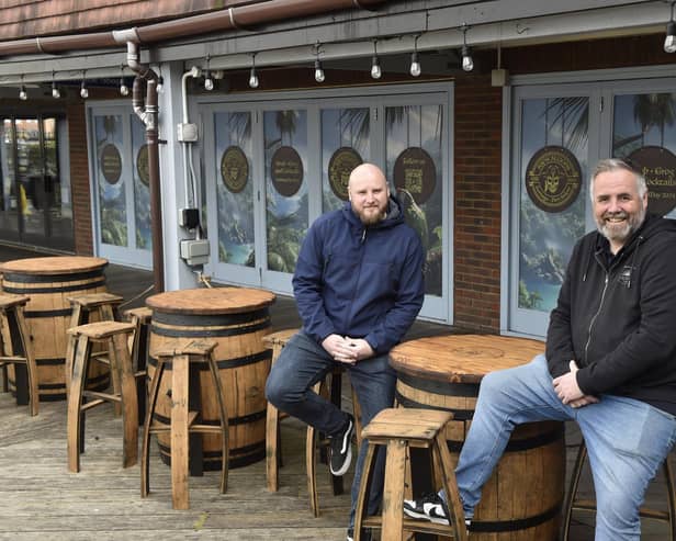 Rapscallions is coming to The Boardwalk at Port Solent in May 2024. 

Pictured is: Owners (l-r) Calvin Swan and Dan Swan.

Picture: Sarah Standing (250424-1063)