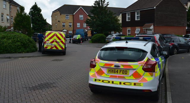 Pictures of police in East Shore Way, Milton, this afternoon. Picture: Stuart Vaizey