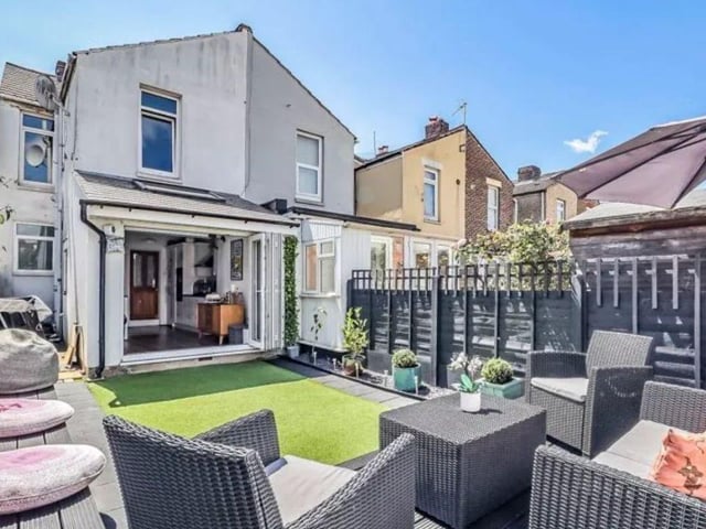The listing says: "Situated on the popular Westfield Road in Southsea, the property provides a bright airy living room with a large bay window, there is a modern bathroom suite and a separate W.C, perfect for busy mornings, plus a stunning, extended open plan kitchen complete with a skylight and bi-folding doors opening out into the garden."