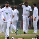 A glum Hampshire captain James Vince leaves the field after his side's dramatic one-wicket loss at Liverpool. Photo by Gareth Copley/Getty Images.