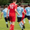 Tommy Tierney scores on his league debut for Horndean in their win against Poppies. Picture: Keith Woodland