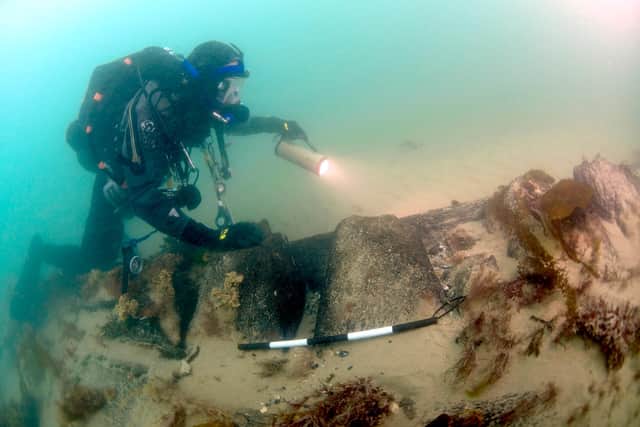 Divers investigating the HMS Invincible Picture: Michael Pitts/Pascoe Archaeology Services.