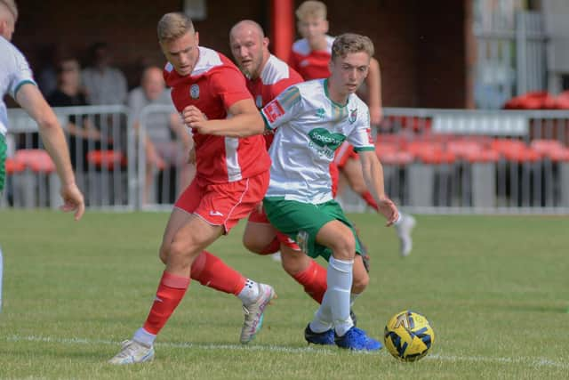 Horndean (red) v Bognor Regis. Picture by Martyn White