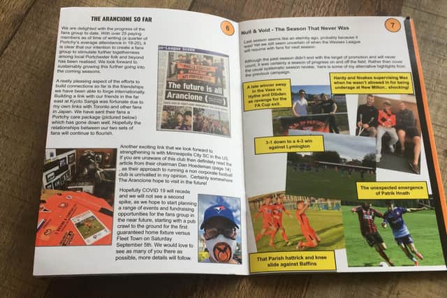 A look inside the first edition of AFC Portchester fanzine Pulp, Punditry and Portchy.