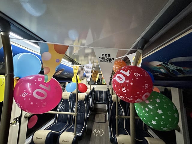 Interior of the Children in Need 'Pudsey' bus