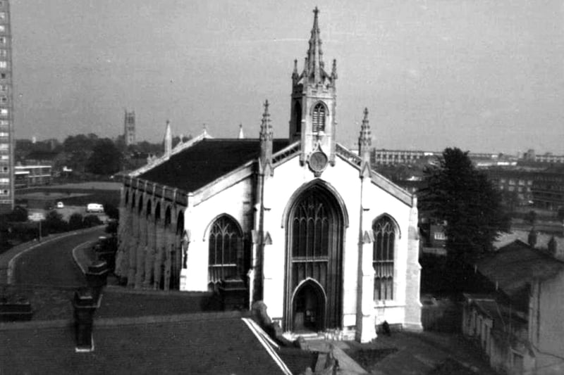 All Saints' Church, Commercial Road, Portsmouth, taken from the old ABC Cinema opposite in 1970.