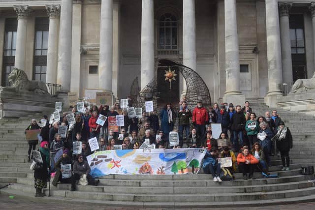 Environmental campaigners in Guildhall Square. Photograph taken before the Covid-19 pandemic. Picture: Pete Codline