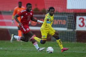 Gianni Crichlow, right, has joined Gosport Borough on loan. Picture by Dave Haines