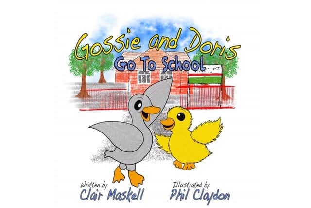 Clair Maskell and Phil Claydon have produced a children's book called Gossie and Doris Go To School which aims to help children who are split up from their friends at school. Pictured: The cover of the book