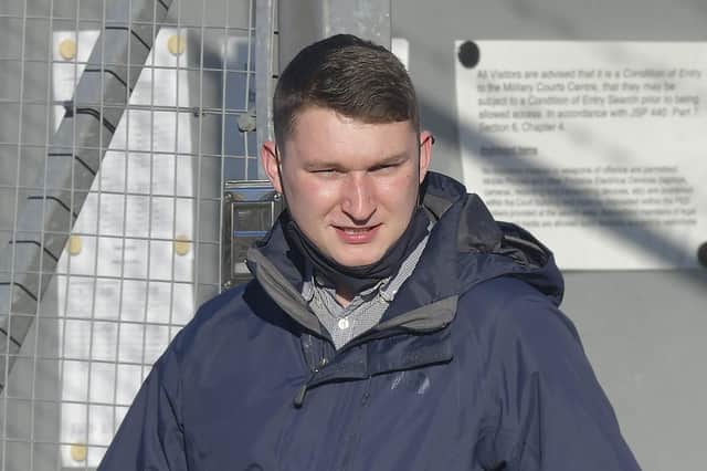 Joshua Cheetham outside Bulford Military court Picture: Ewan Galvin/Solent News & Photo Agency