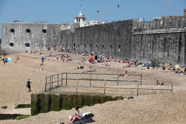 The wider Old Portsmouth area is a well-preserved glimpse into the history of our city. It is home to some fantastic old-fashioned pubs such as the Spice Island and The Dolphin.Pictured is Hotwalls Beach, adjacent to the studios.