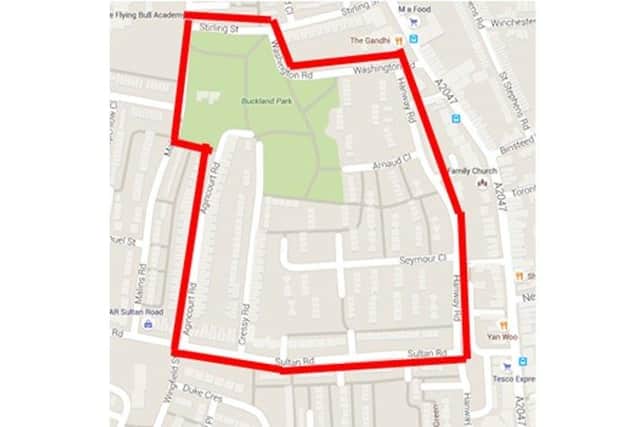 A map of the dispersal order in Buckland starting from midday on June 11 2020. Picture: Hampshire police