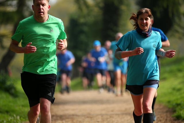 Competitors in the 500th Havant parkrun at Staunton Country Park on Saturday morning. Picture: Chris Moorhouse (jpns 220423-018)