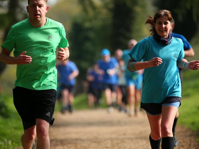 Competitors in the 500th Havant parkrun at Staunton Country Park on Saturday morning. Picture: Chris Moorhouse (jpns 220423-018)