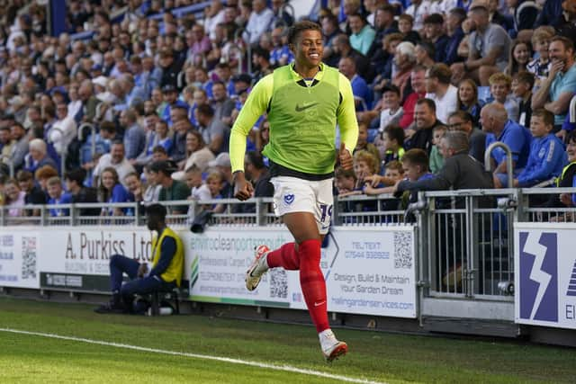 Pompey striker Kusini Yengi earned praise for spending time with fans on his Fratton return against Port Vale. Pic: Jason Brown.