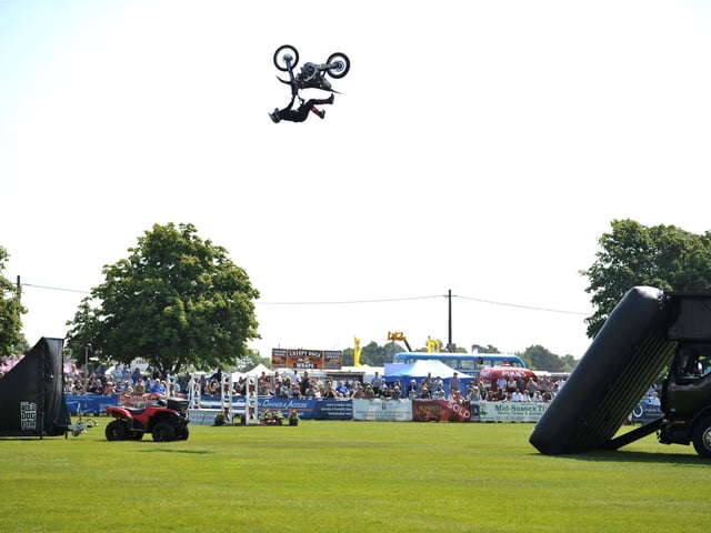 Motocross riders took to the skies and showed off their stunts at the show.