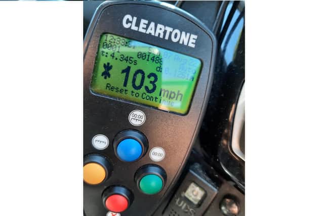 A driver was clocked at 103mph on the A27 near Emsworth on Sunday, say Hampshire Roads Policing Unit
Picture: Hampshire police/Twitter