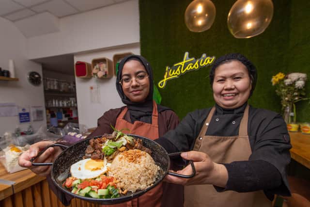 Staff Mahida Rahman and chef Maria Imperial with Beef Tapa
Picture: Habibur Rahman