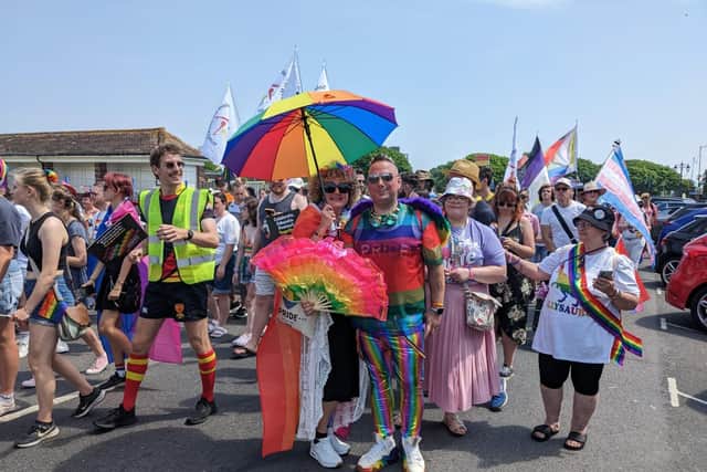 Susan Nottage and Alan Jarvis, who marched together in the parade.