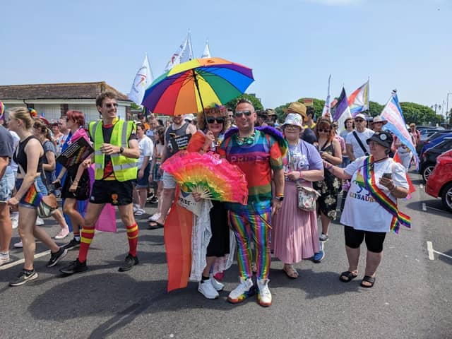 Susan Nottage and Alan Jarvis, who marched together in the parade.