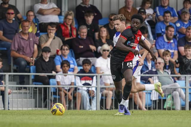 Triallist Levi Andoh featured fir Pompey against the Hawks and Gosport at the weekend, but has now left the club. Picture: Jason Brown/ProSportsImages