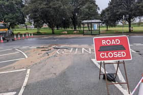 A burst storm water pipe has closed the junction of Victoria Avenue and Pembroke Road between Southsea and Old Portsmouth