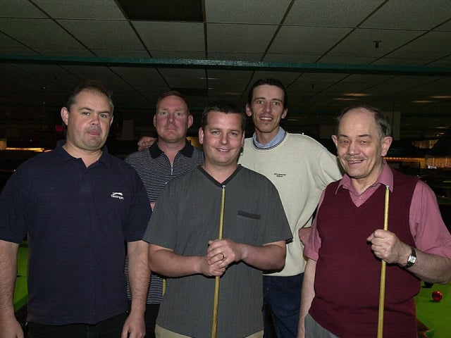 The Copnor Snooker Team pictured at Portsmouth Snooker Club in 2005. From left: Jon Sunderland, Mick Hall, Scott Compton, Dave Sheen and Peter Rook.