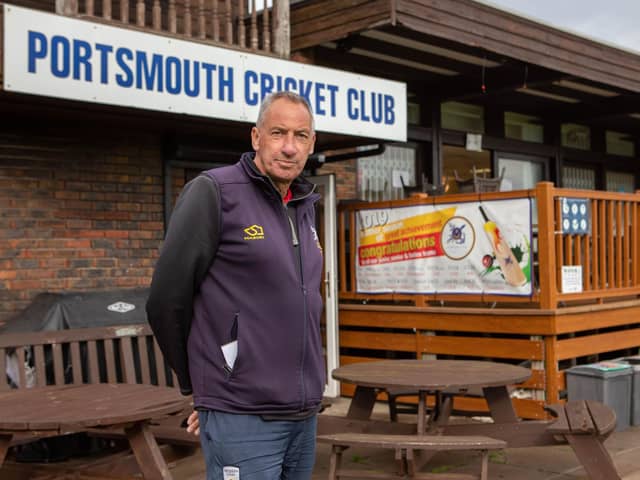 Portsmouth CC chairman Rick Marston outside the pavilion at St Helens. Picture: Habibur Rahman