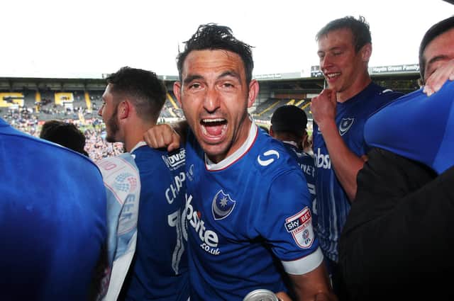 Former Pompey favourite Gary Roberts celebrates promotion with the Blues