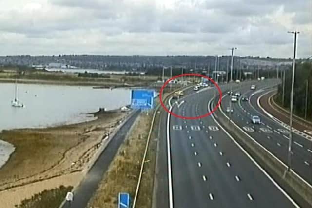 Hampshire's traffic monitoring service Romanse tweeted this image after a crash on the M275 northbound in Portsmouth just before 10am Picture: @Romanse