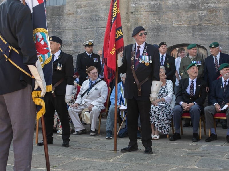 Pictured: Standard-bearers at the event with the veterans behind them
Picture: Habibur Rahman