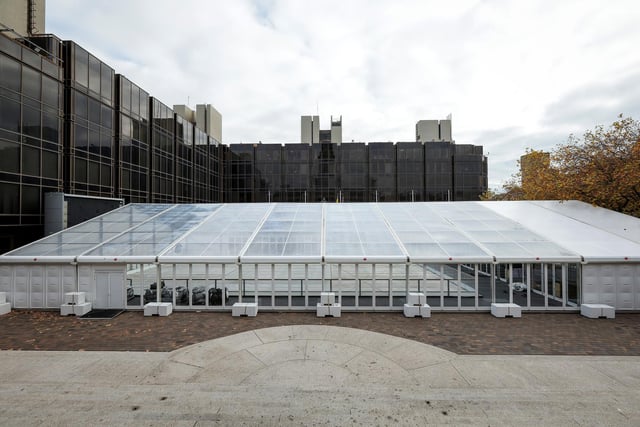 Construction of ice rink in Guildhall Square, Portsmouth. Picture: Chris Moorhouse (161124-27)