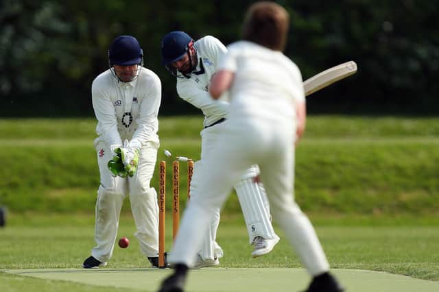 Portsmouth Community's David Going is bowled for 104.
Picture: Chris Moorhouse