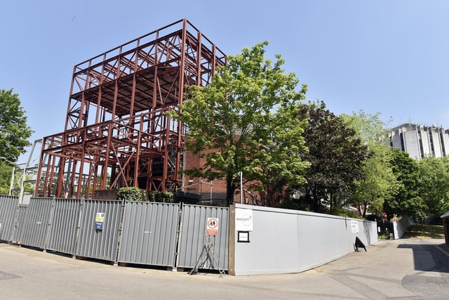 On going developments of the new theatre in Fareham, opposite Fareham Borough Council civic offices. 
Picture: Sarah Standing (130623-5353)