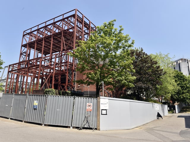 On going developments of the new theatre in Fareham, opposite Fareham Borough Council civic offices.
Picture: Sarah Standing (130623-5353)