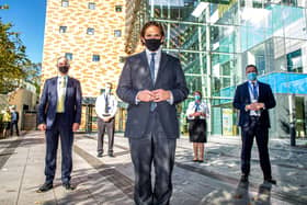 Johnny Mercer MP, front, visited Queen Alexandra Hospital in Cosham to discuss the care given to armed forces veterans. Picture: Habibur Rahman