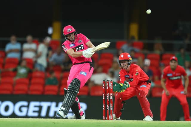 James Vince batting for the Sydney Sixers during the current BBL campaign. Photo by Chris Hyde/Getty Images.
