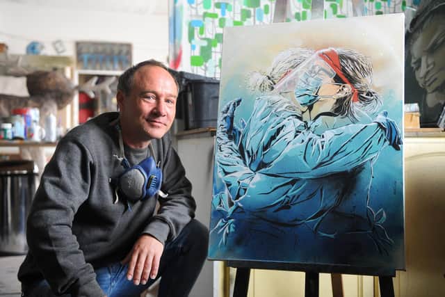 Artist m-one otherwise known as Matt Dixon, has created some artwork for The News, Portsmouth.Picture: Sarah Standing (120620-9699)
