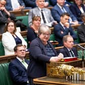 Health secretary Therese Coffey announcing measures to address pressures facing the NHS in the House of Commons in London on September 22, 2022. Picture: ANDY BAILEY/UK PARLIAMENT/AFP via Getty Images.