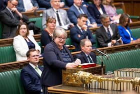 Health secretary Therese Coffey announcing measures to address pressures facing the NHS in the House of Commons in London on September 22, 2022. Picture: ANDY BAILEY/UK PARLIAMENT/AFP via Getty Images.