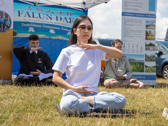 Southsea Common was transformed this weekend into a Thai craft and food extravanganza for the whole family. Pictured - Falun Daf meditation.Photos by Alex Shute