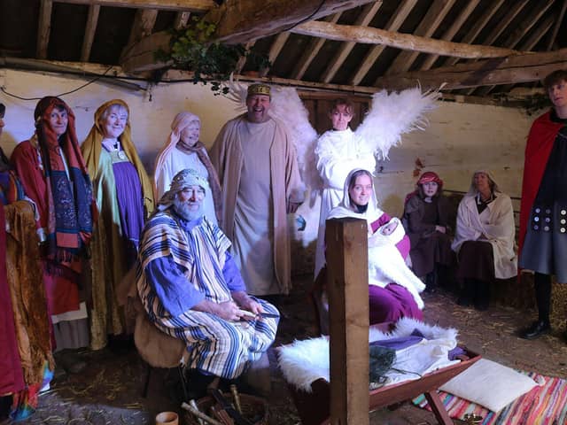 The cast in the barn at Staunton Country Park