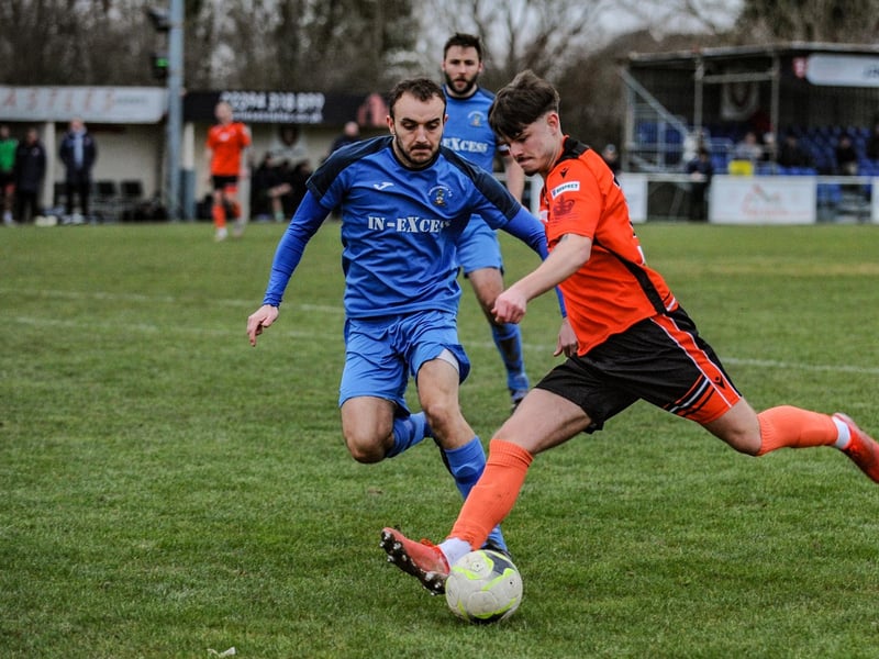 AFC Portchester (orange) v Christchurch. Picture by Daniel Haswell