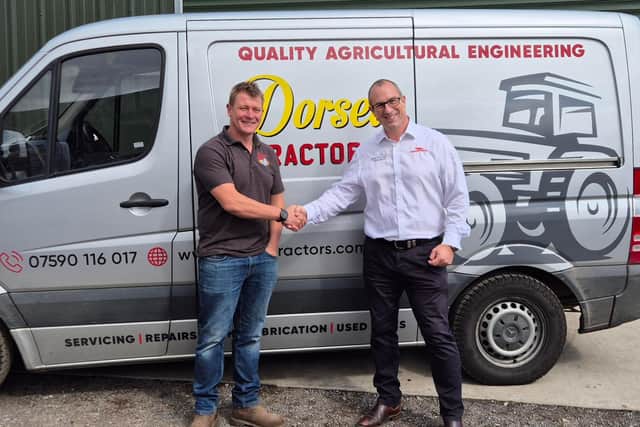 Pictured at the announcement of Dorset Tractors as a new dealer for the McCormick range were, from left: Sam Percy (Director, Dorset Tractors) and Richard Haines (Commercial Director of Argo Tractors GB).
