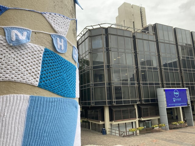 Portsmouth Guildhall has been decorated with knitted bunting to celebrate and recognise the members of staff within the NHS that have worked tirelessly to provide residents with healthcare over the past 75 years.