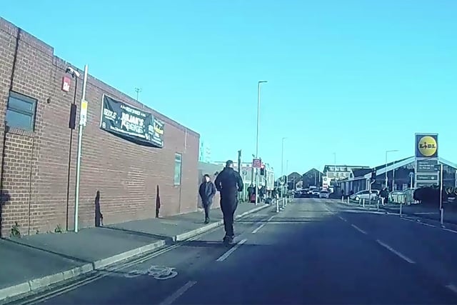 Dashcam shows Joseph Pedelty heading towards the red light.