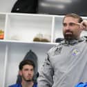 Ant Middleton  addresses Hawks players ahead of taking a training session. Picture by Dave Haines