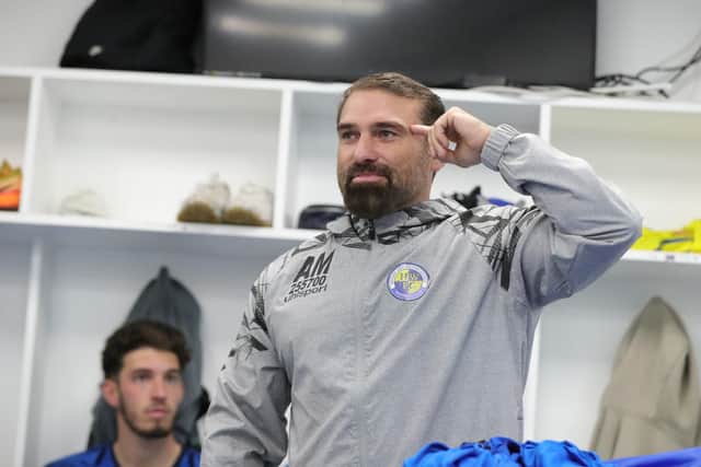 Ant Middleton  addresses Hawks players ahead of taking a training session. Picture by Dave Haines