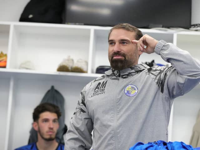 Ant Middleton  addresses Hawks players ahead of taking a training session. Picture by Dave Haines