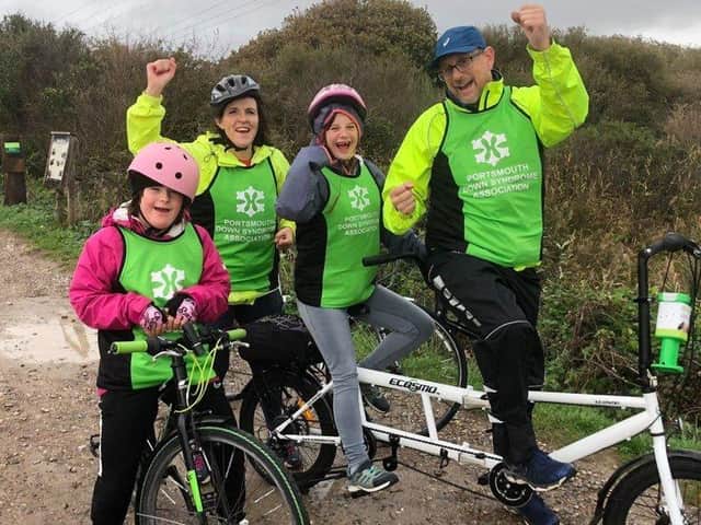 Supporters of Portsmouth Down Syndrome Association took on the T21 challenge to raise funds for the charity. Pictured: Matilda Field, Lucy Field, Megan Hartridge and Steve Hartridge